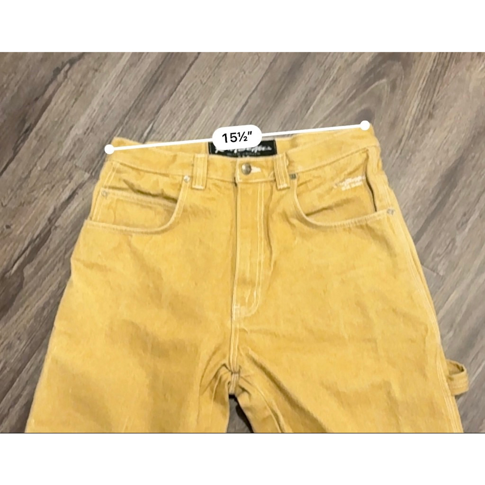 Vtg 90s Kno Betta Carpenter Jeans Men’s Mustard Yellow Baggy Hammer Loop Sz 34 - Picture 6 of 11